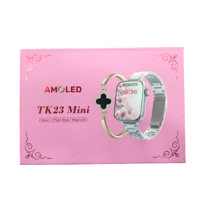 AMOLED TK23 Mini Smartwatch - Elegant Floral Design with High-Resolution Display