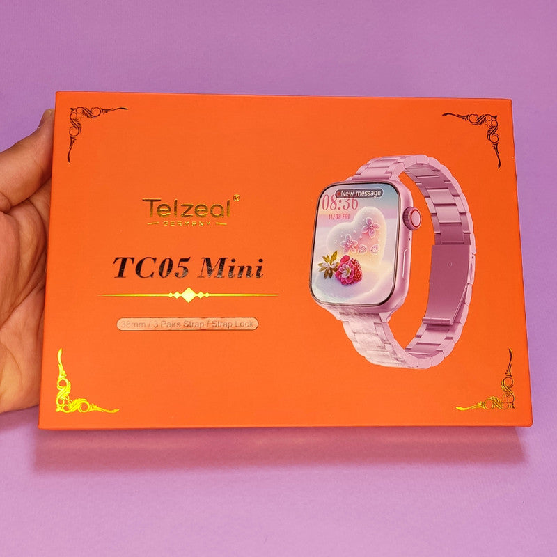 Telzeal TC05 Mini Smartwatch - Elegant Floral Design with Advanced Health Monitoring Features