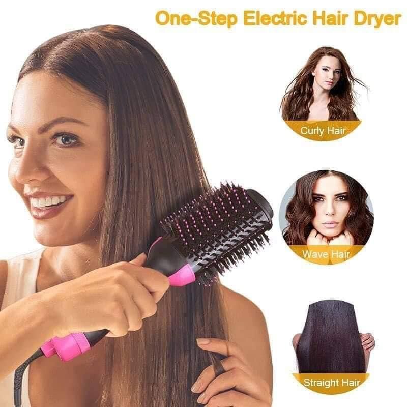 One Step 3 in1 Hair Dryer Volumizer Ceramic Heating Hot Air Styling Brush- Hairdryer Comb, Hair Straightener Brush, Hair Curler Styler Brush