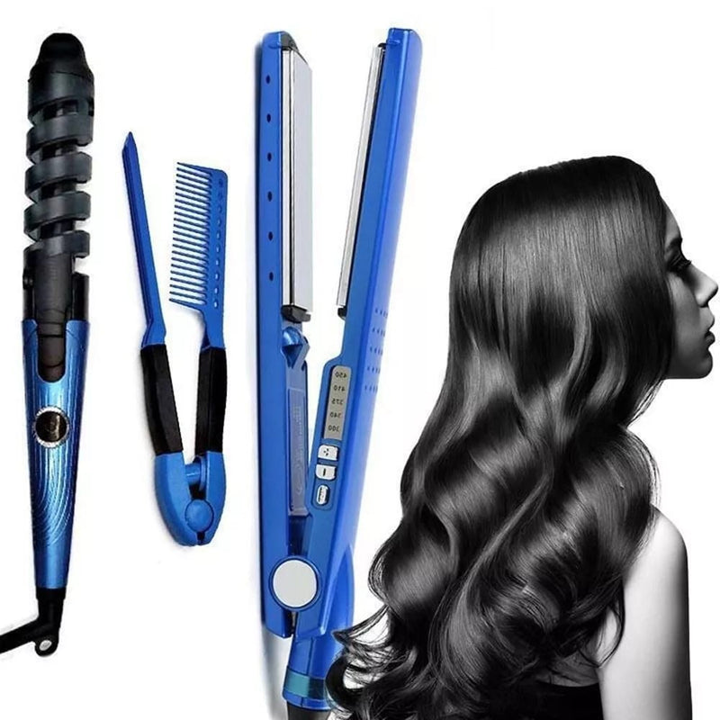 PRO Nano Titanium Hair Styling Set: Straighten, Curl, and Style with Ease