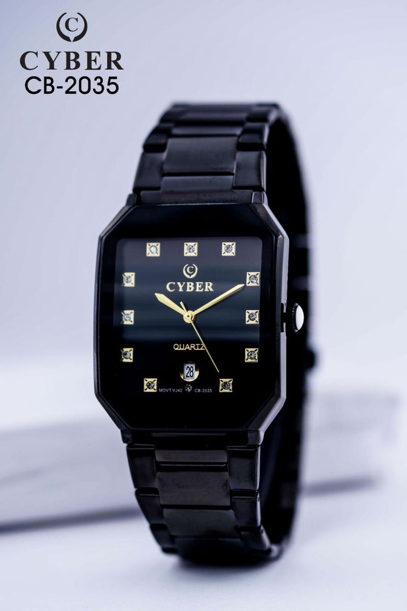 Cyber CB-2035 Quartz Watch with Gold Accents & Date Display | Elegant Men's Watches UAE