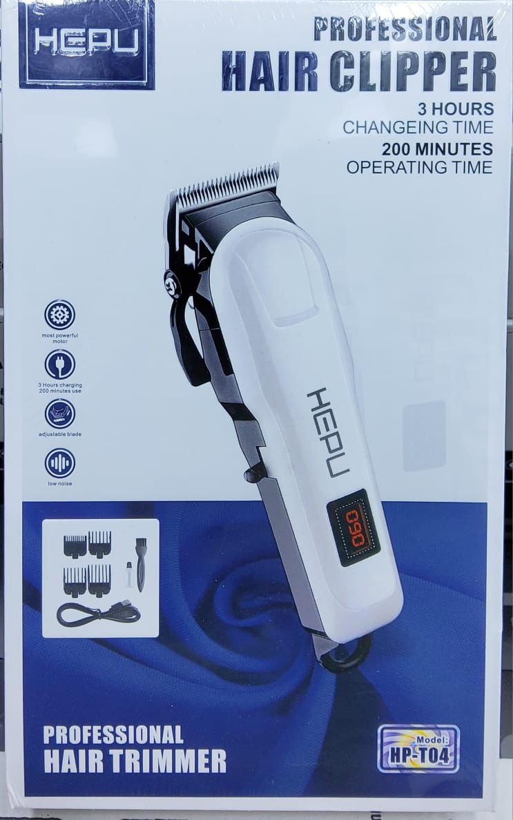 HEPU HP-T04 Professional Hair Clipper with 3-Hour Charging and 200 Minutes Operating Time