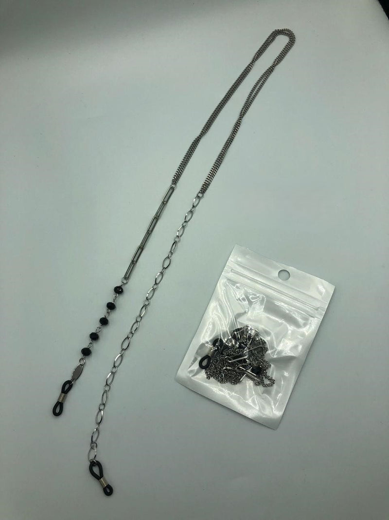 Modern Eyeglass Chains - Stainless Steel with Black Bead Accents