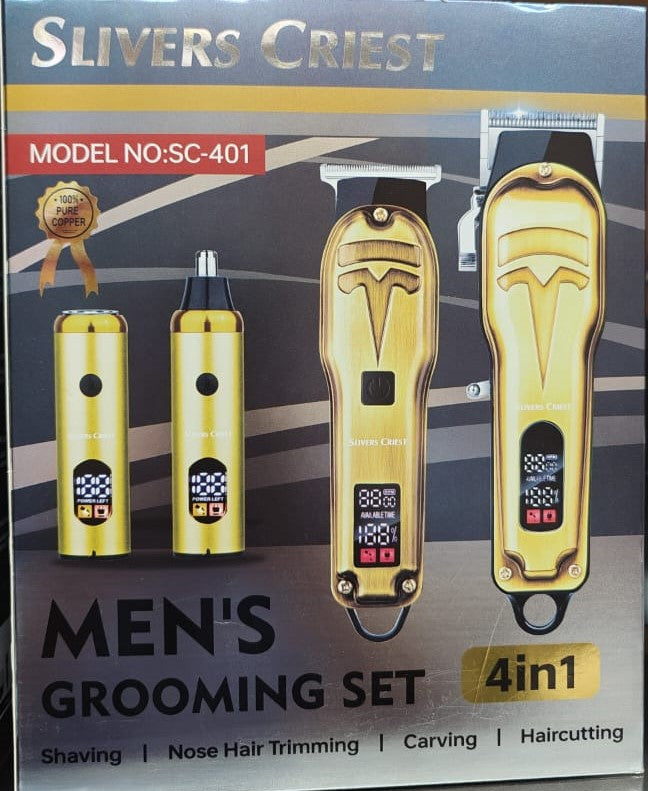 Slivers Criest 4-in-1 Men's Grooming Set SC-401 - Shaving, Trimming, Carving, & Haircutting