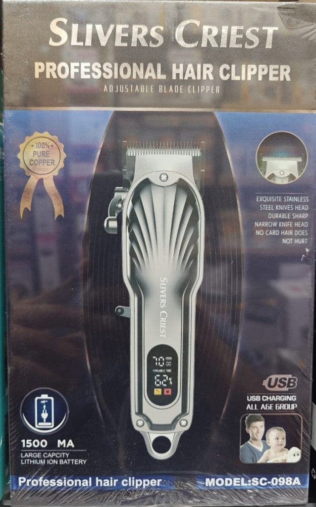 Slivers Criest SC-098A Hair Clipper - Professional Hair Cutting Kit with Stainless Steel Blade