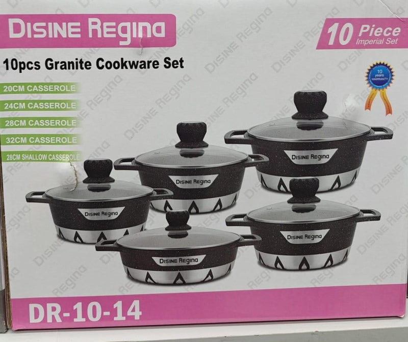 Durable 10-Piece Granite Cookware Set - Disine Regina DR-10-14