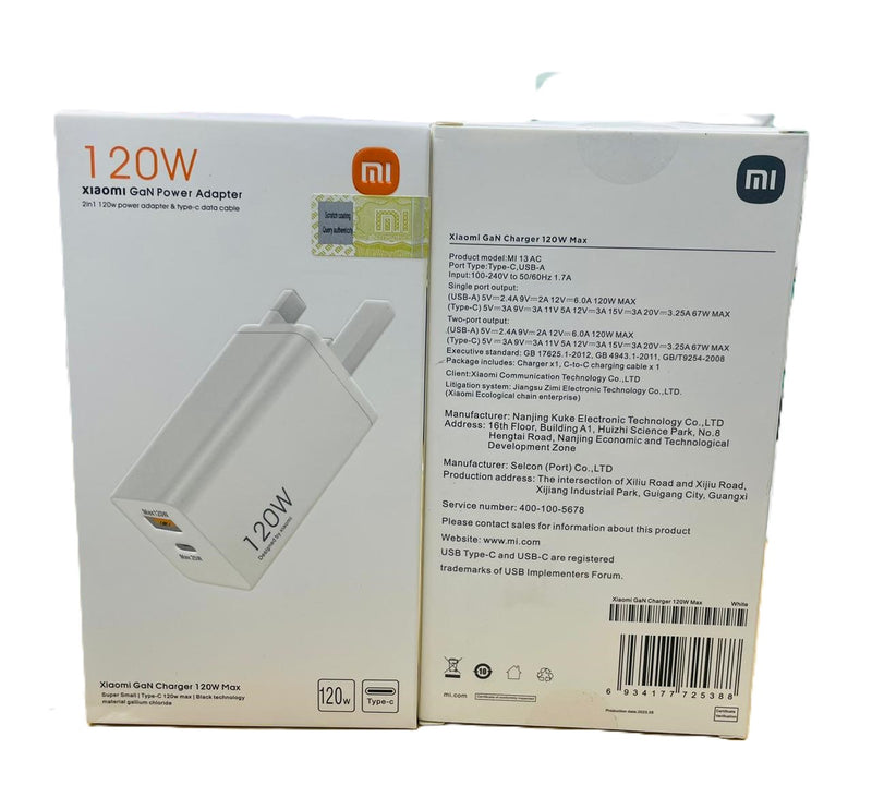 Xiaomi 120W GaN Power Adapter - Ultra-Fast Charging, Compact Design, Multi-Port