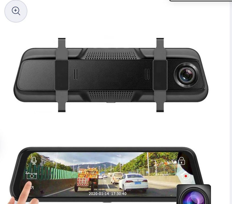 Dual Lens Mirror Dash Cam with 1080P HD Recording - Front and Rear View