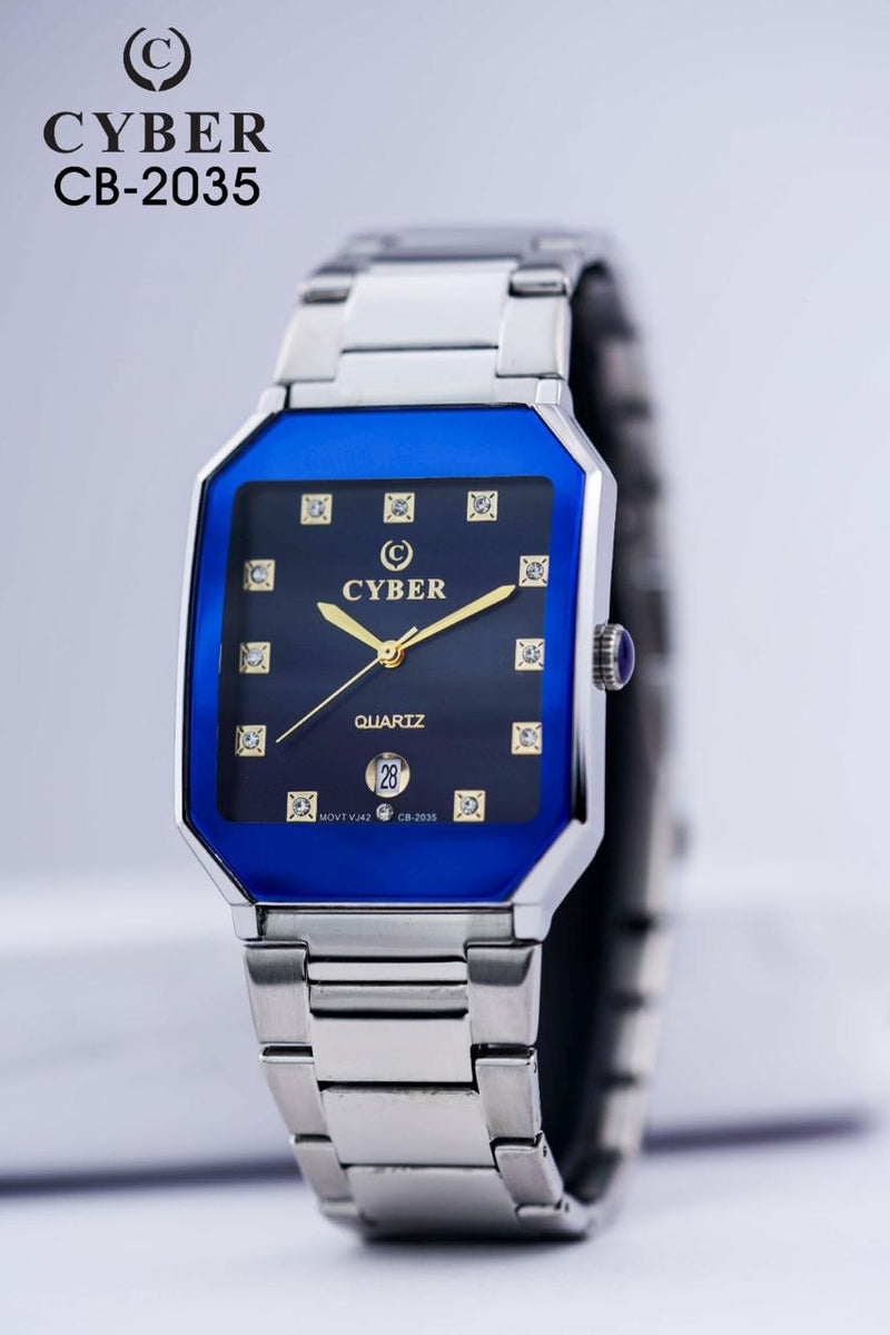 Cyber CB-2035 Quartz Watch with Gold Accents & Date Display | Elegant Men's Watches UAE