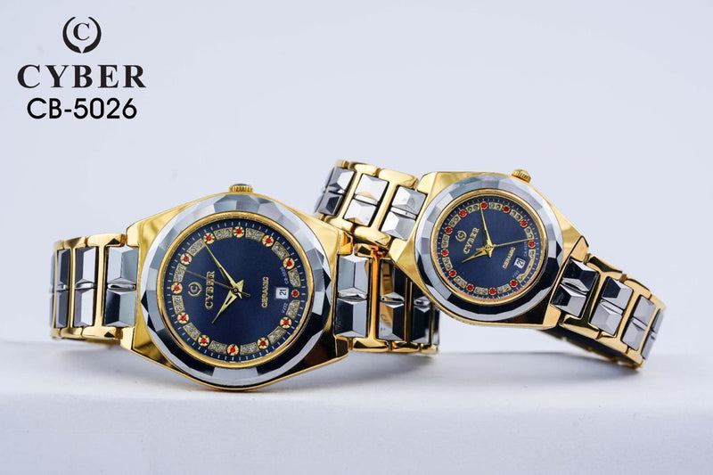 Elegant Cyber CB-5026 Ceramic Watch Set for Him & Her - Luxury Design