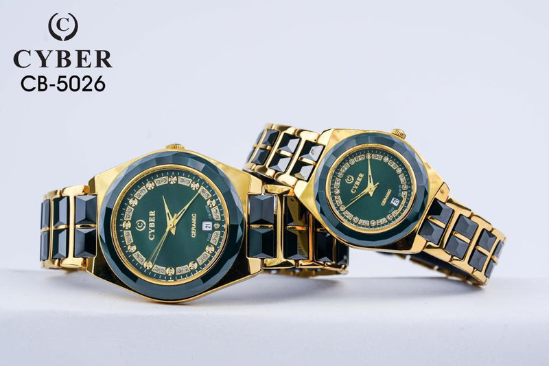 Elegant Cyber CB-5026 Ceramic Watch Set for Him & Her - Luxury Design