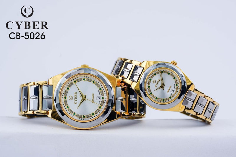 Elegant Cyber CB-5026 Ceramic Watch Set for Him & Her - Luxury Design