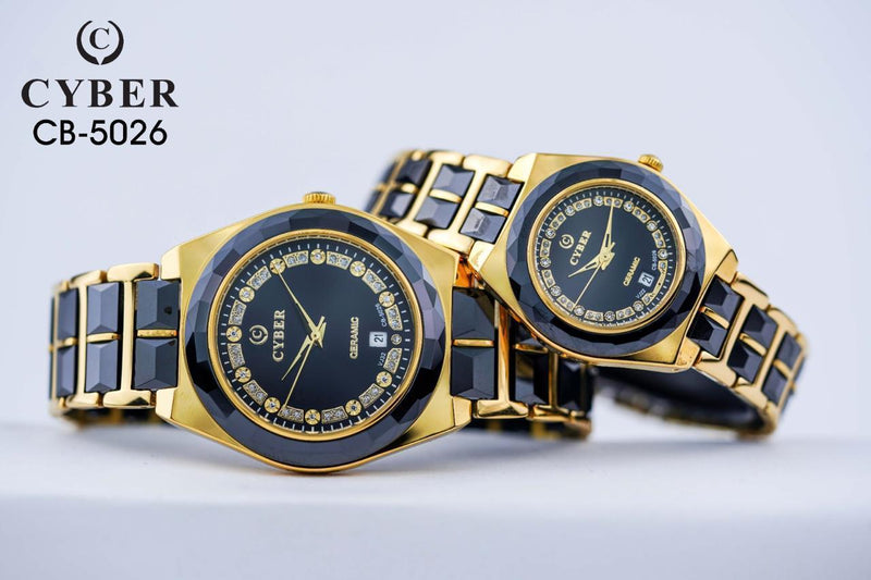 Elegant Cyber CB-5026 Ceramic Watch Set for Him & Her - Luxury Design