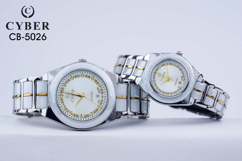 Elegant Cyber CB-5026 Ceramic Watch Set for Him & Her - Luxury Design