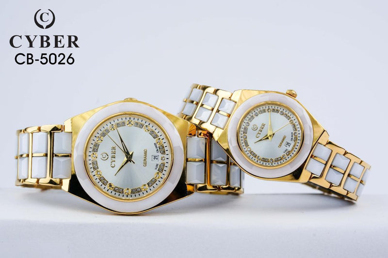 Elegant Cyber CB-5026 Ceramic Watch Set for Him & Her - Luxury Design