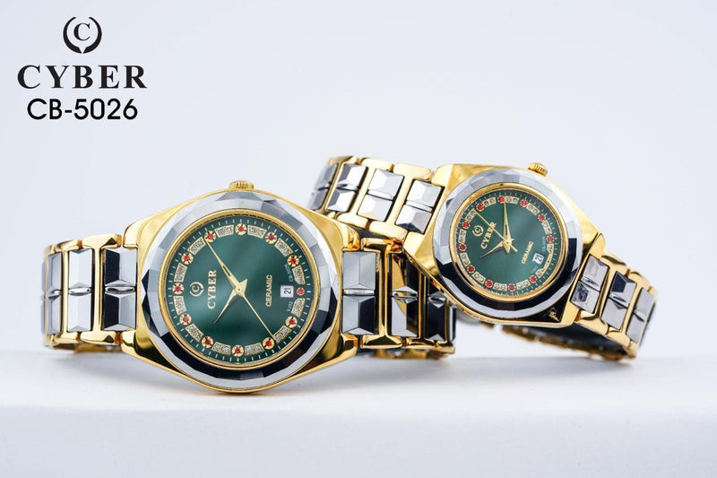 Elegant Cyber CB-5026 Ceramic Watch Set for Him & Her - Luxury Design