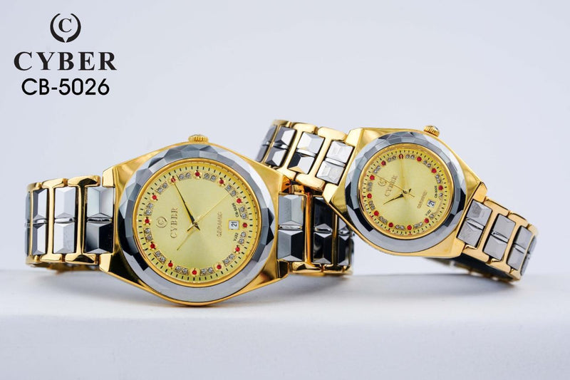 Elegant Cyber CB-5026 Ceramic Watch Set for Him & Her - Luxury Design