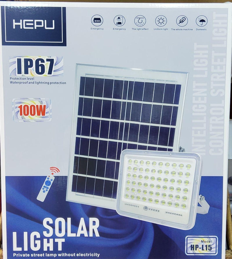 HEPU HP-L15 100W IP67 Waterproof Solar Street Light with Remote Control