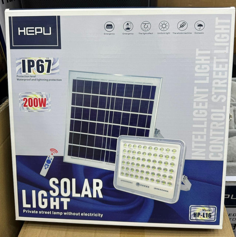 HEPU HP-L16 200W IP67 Waterproof Solar Street Light with Remote Control