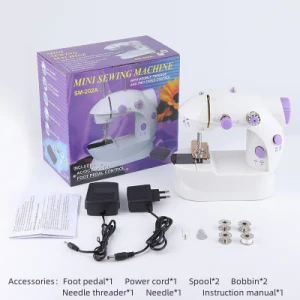 Portable Sewing Machine Mini Electric Household Crafting Mending Overlock with Presser Foot Pedal Beginners