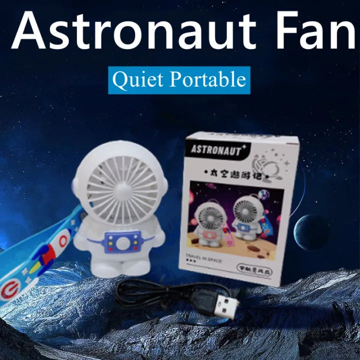 Hanging neck fan portable astronaut mini fan bladeless silent USB charging astronaut small fan with lanyard suitable for desktop office student dormitory