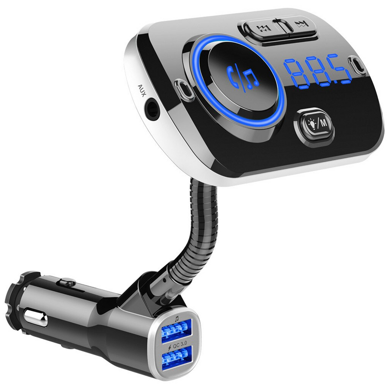 Portable Car FM Transmitter with USB Charger and AUX Input