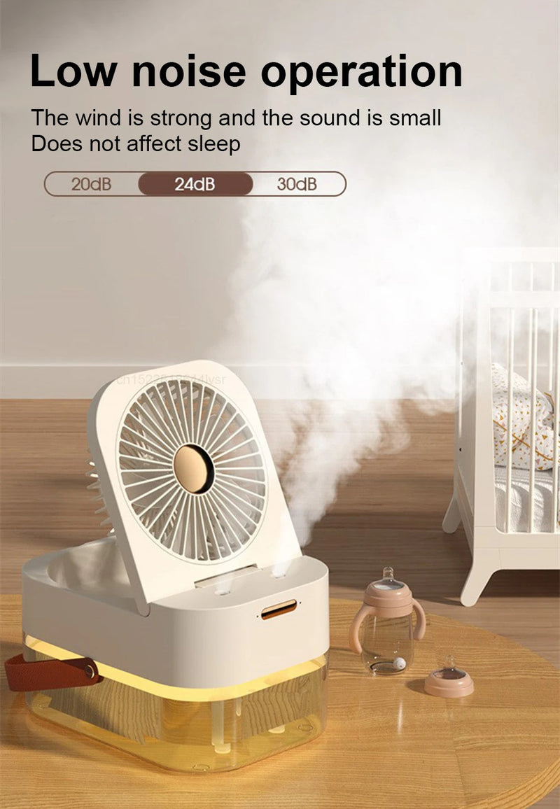 Air Humidifier Fan Portable Air Cooler Desktop Fans Wireless Air Circulator Cooling Spray Fan With Night Light Rechargeable