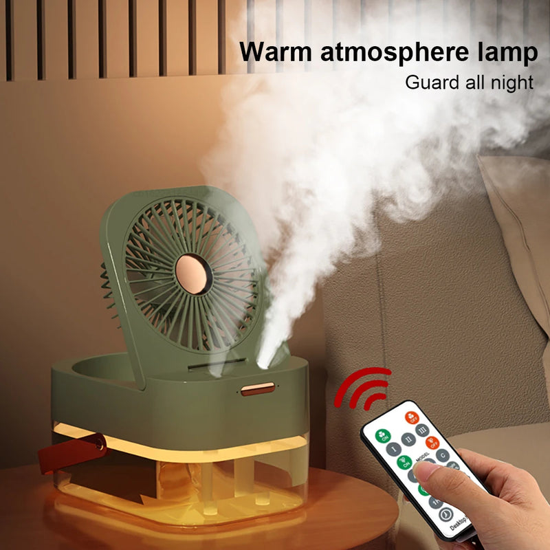 Air Humidifier Fan Portable Air Cooler Desktop Fans Wireless Air Circulator Cooling Spray Fan With Night Light Rechargeable