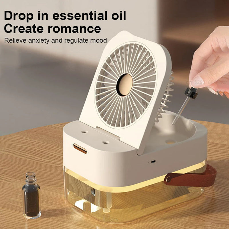 Air Humidifier Fan Portable Air Cooler Desktop Fans Wireless Air Circulator Cooling Spray Fan With Night Light Rechargeable