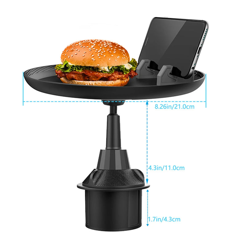 2 in 1 Car Cup Holder Tray Multifunctional Adjustable Vehicle-Mounted Dining Table Mobile Phone Bracket Easy Installation