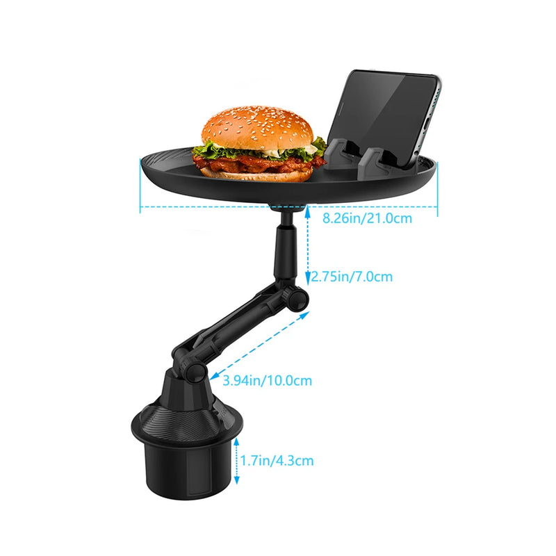 2 in 1 Car Cup Holder Tray Multifunctional Adjustable Vehicle-Mounted Dining Table Mobile Phone Bracket Easy Installation