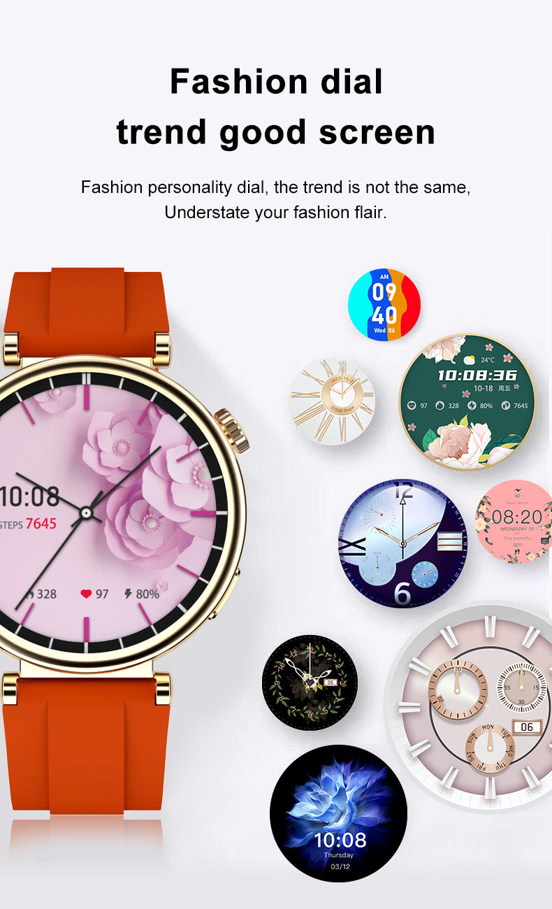 Ladies smartwatch ws-520 1.28 inch amoled round screen sport health wristwatch for female