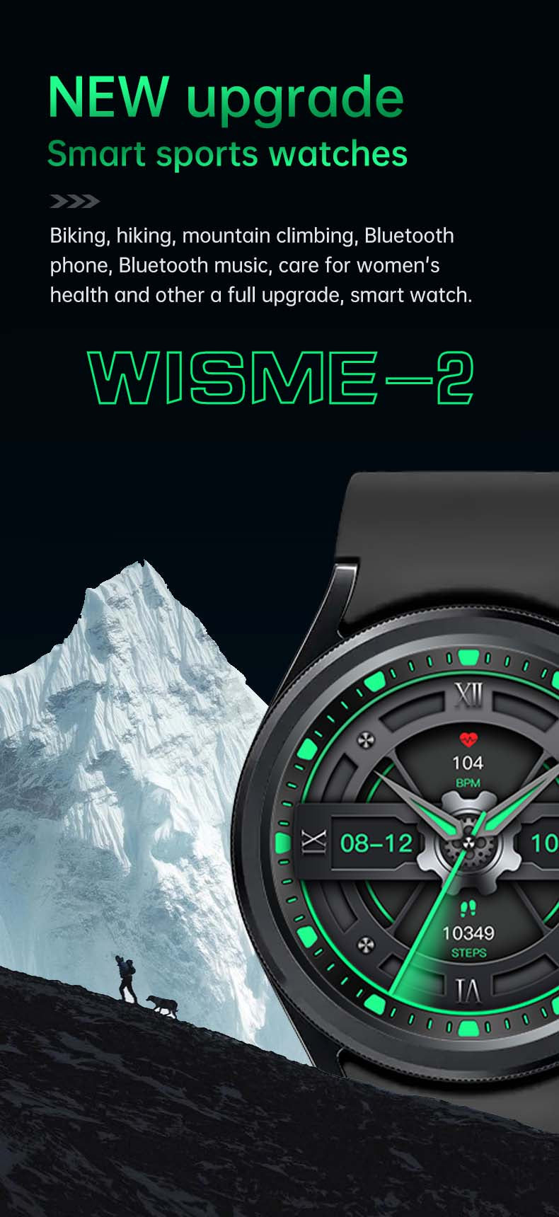 Wisme 2 Smart Watch – 1.69" HD Display, Health Tracking, Multi-Sport Modes, and Bluetooth Connectivity