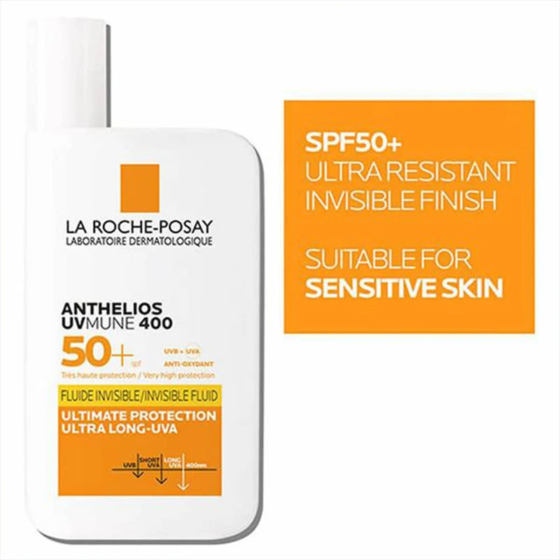 La Roche Posay Anthelios UVMUNE400 SPF50+ Invisible Facial Sunscreen 50ml Gentle and Non-irritating Oil-control Skin Care