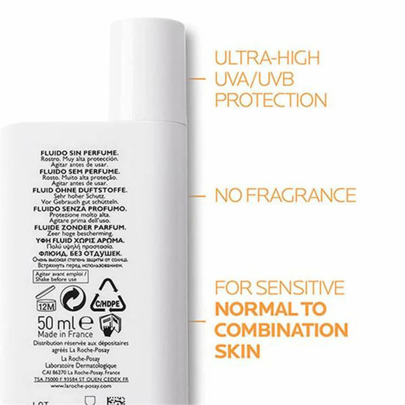 La Roche Posay Anthelios UVMUNE400 SPF50+ Invisible Facial Sunscreen 50ml Gentle and Non-irritating Oil-control Skin Care