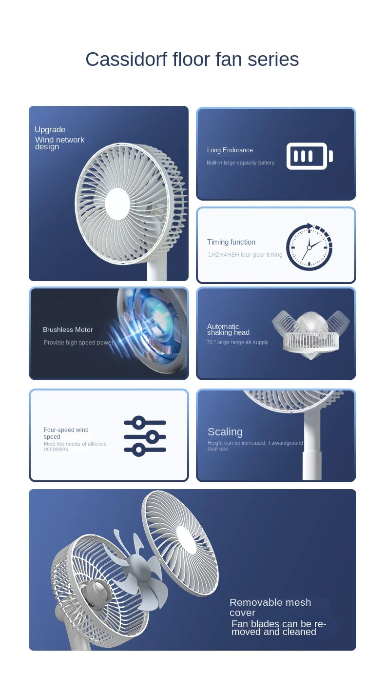 HEPU HP-F13 Desktop Folding Fan – 180° Free Rotation, Three-Speed Control, and USB-C Charging