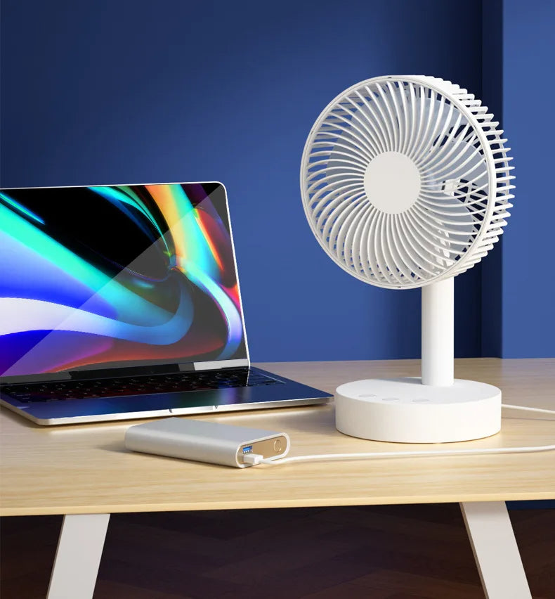 HEPU HP-F13 Desktop Folding Fan – 180° Free Rotation, Three-Speed Control, and USB-C Charging