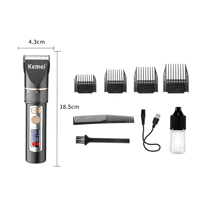 Kemei KM-5073 Digital Display Beard Cutting Adjustable Tool Head Ceramic Electric Salon Hair Clippers Rasuradora Multifuncional