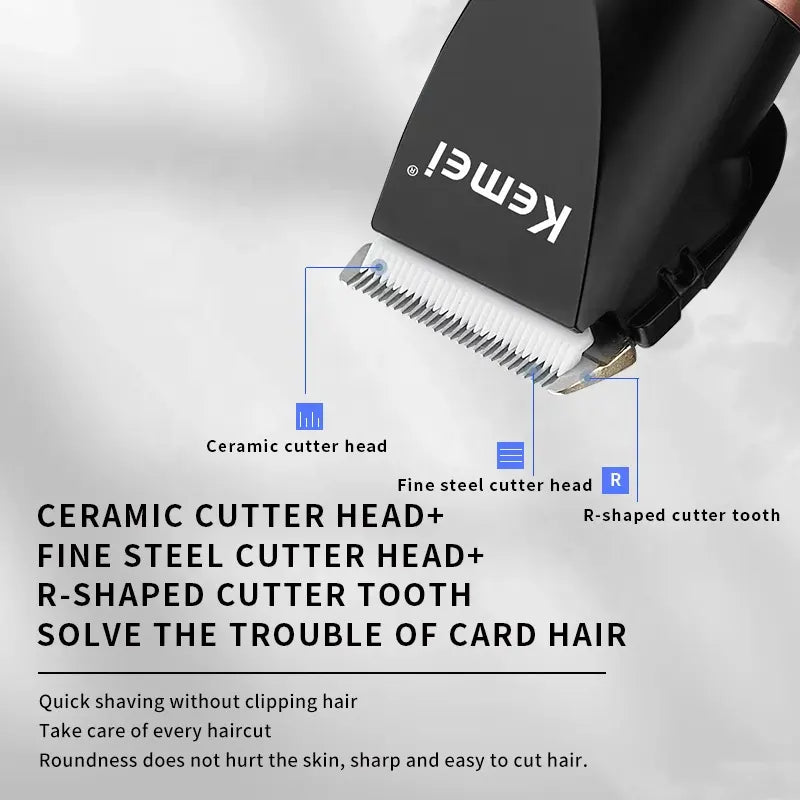 Kemei KM-5073 Digital Display Beard Cutting Adjustable Tool Head Ceramic Electric Salon Hair Clippers Rasuradora Multifuncional