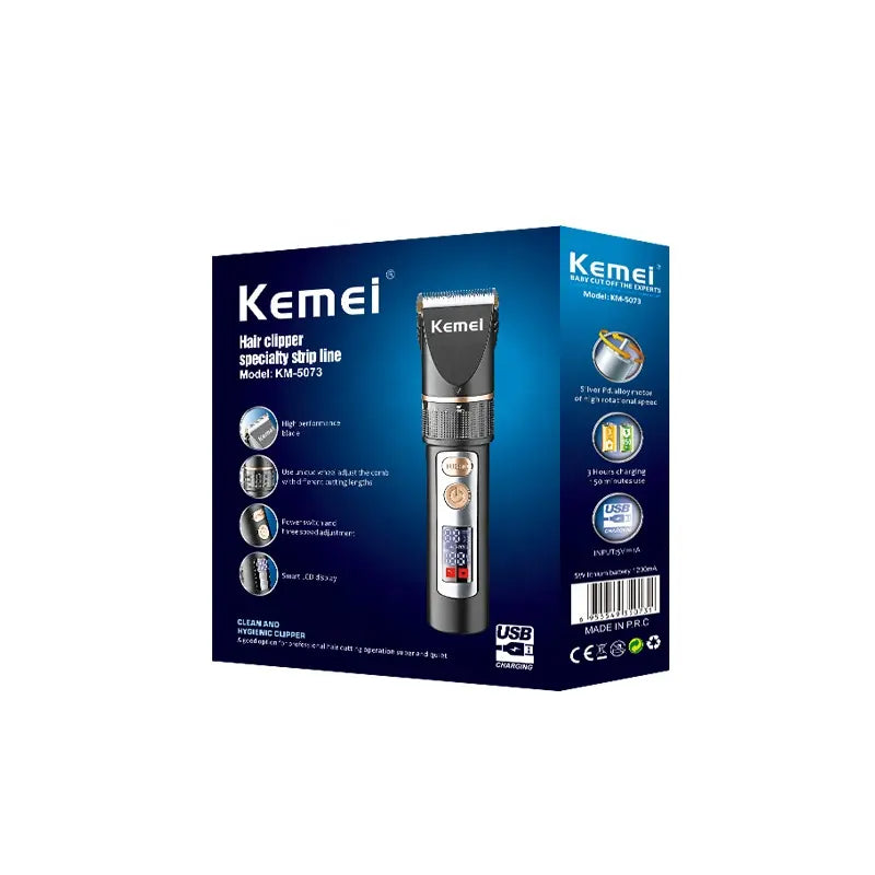 Kemei KM-5073 Digital Display Beard Cutting Adjustable Tool Head Ceramic Electric Salon Hair Clippers Rasuradora Multifuncional