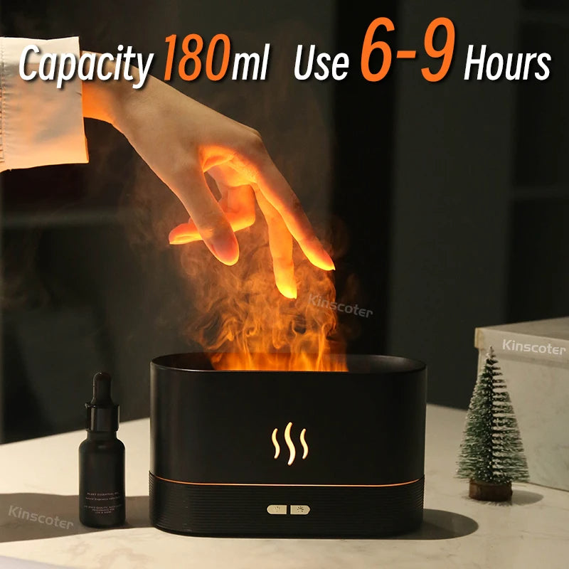 Colorful Flame Humidifier: Essential Oil Aroma Diffuser with 7-Color LED Light