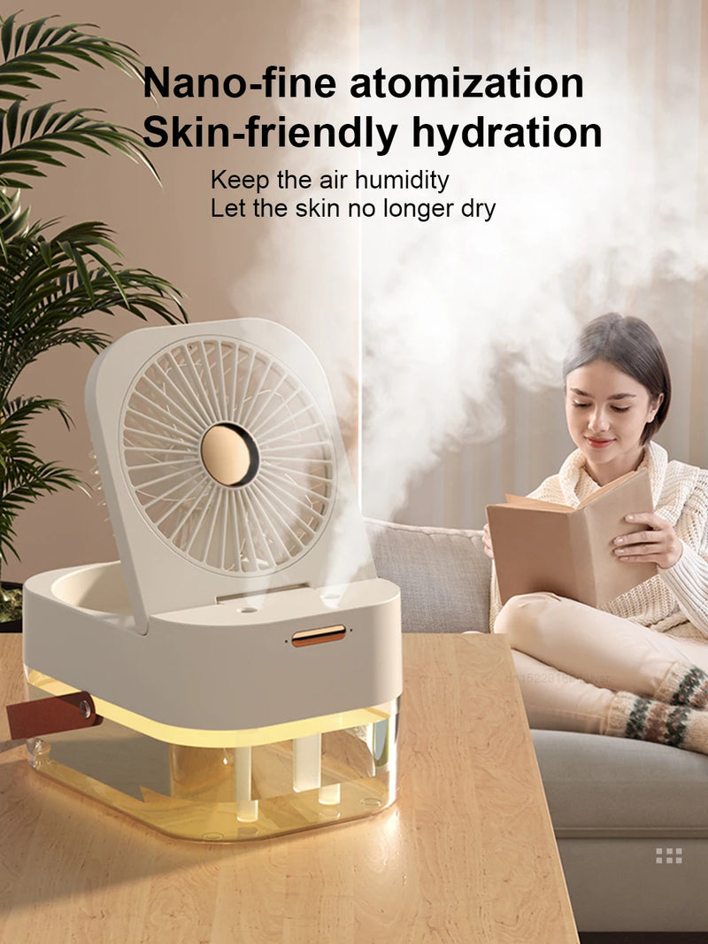 Air Humidifier Fan Portable Air Cooler Desktop Fans Wireless Air Circulator Cooling Spray Fan With Night Light Rechargeable