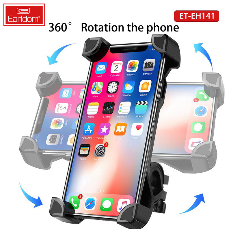 Earldom EH141 Universal Bike Smartphone Holder - 360° Rotation, Secure Grip, Easy Installation