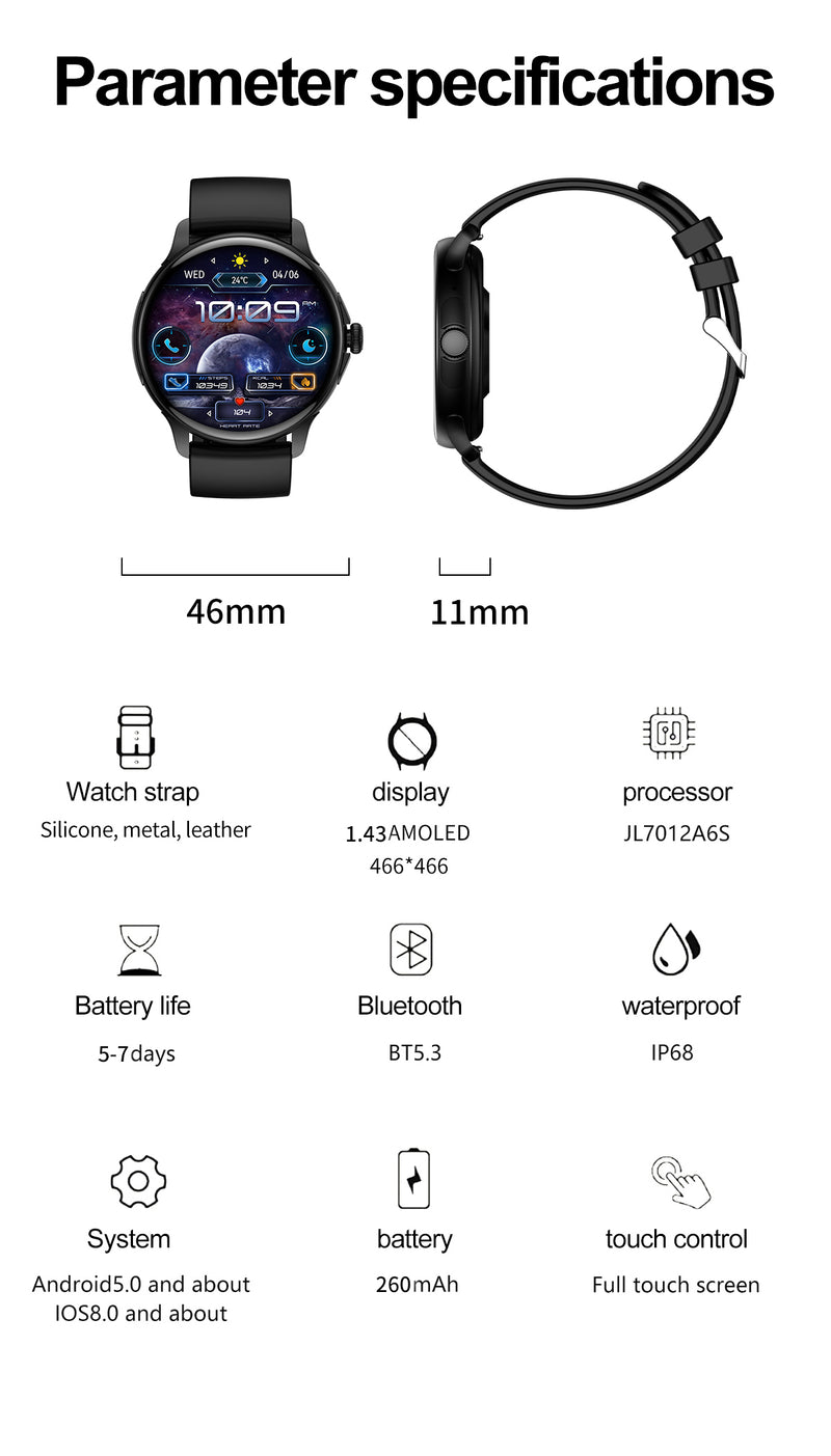 Advanced AMOLED Smart Watch – Sleek Design & High-Performance Wearable Technology