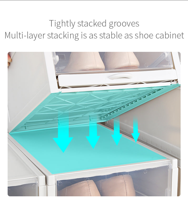 Stackable Shoe Storage Boxes, Clear & Dustproof Organizer for Your Closet,3 pair