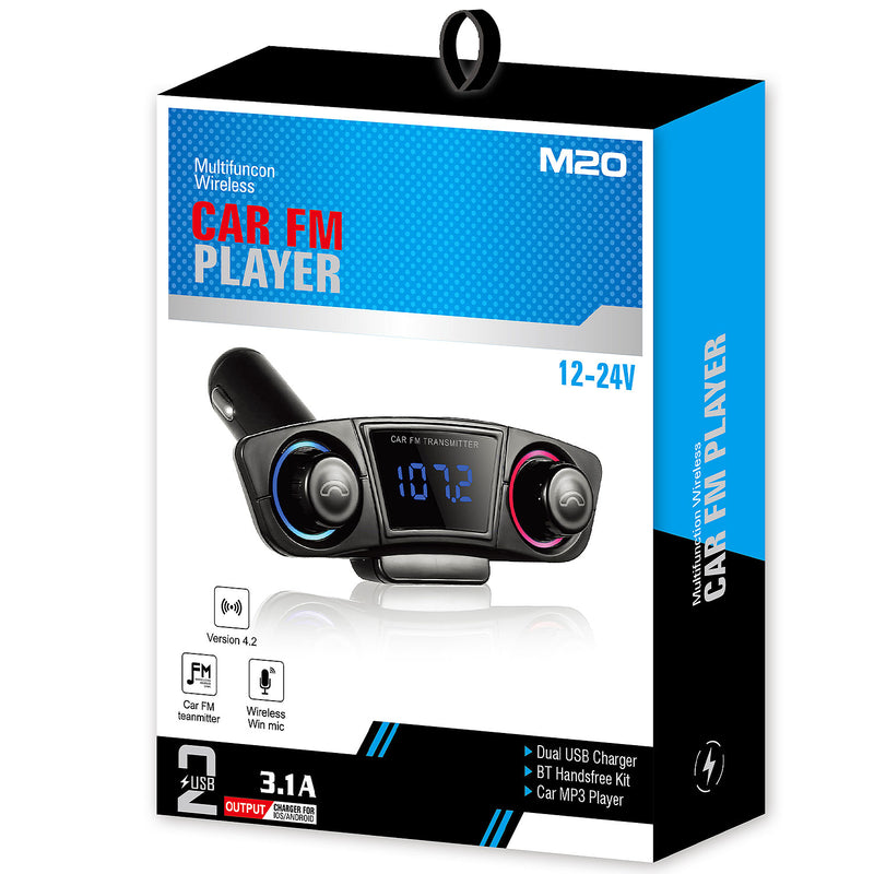 M20 - Car FM Transmitter with LED Display & Hands-Free Kit