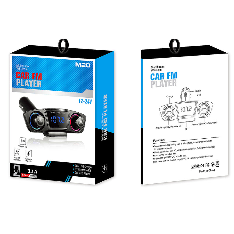 M20 - Car FM Transmitter with LED Display & Hands-Free Kit