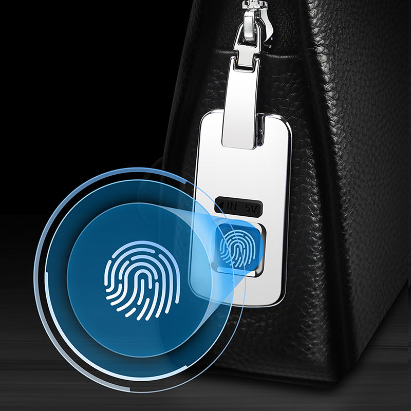 LEATHER HAND BAG FINGERPRINT LOCK