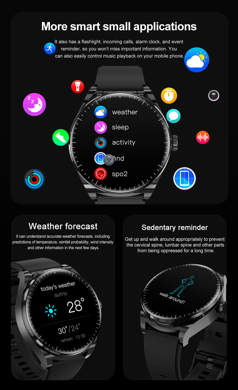 Nodizz WT02 Smartwatch | Super AMOLED Display, 3D Curved Design, Leather Strap, Bluetooth, Fitness Tracker