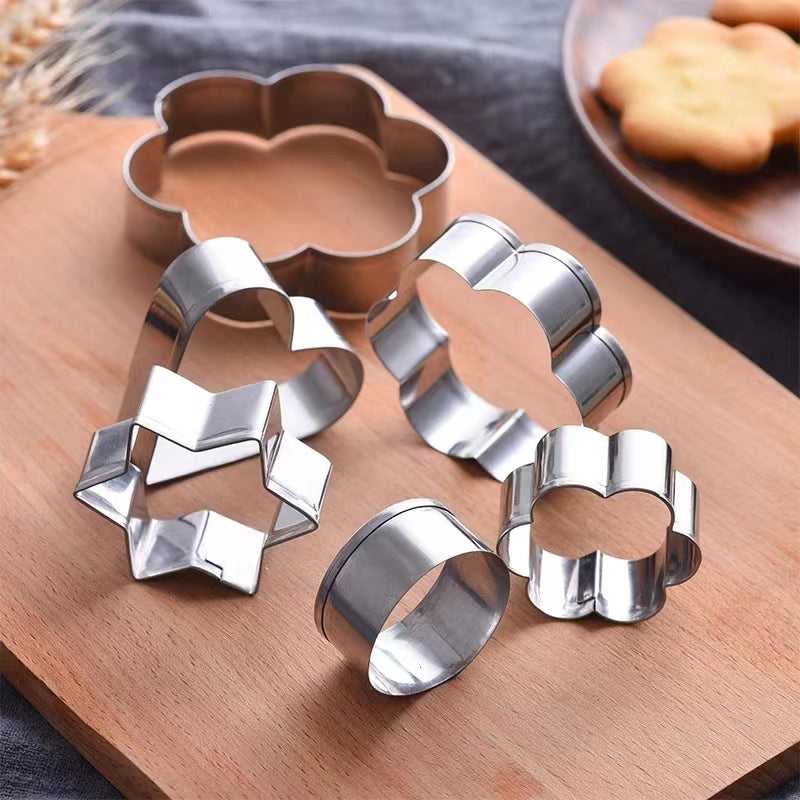 12 Pcs Set Stainless Steel Cookie Cutter Biscuit DIY Mold Star Heart Round Flower Shape Mould Baking Tools